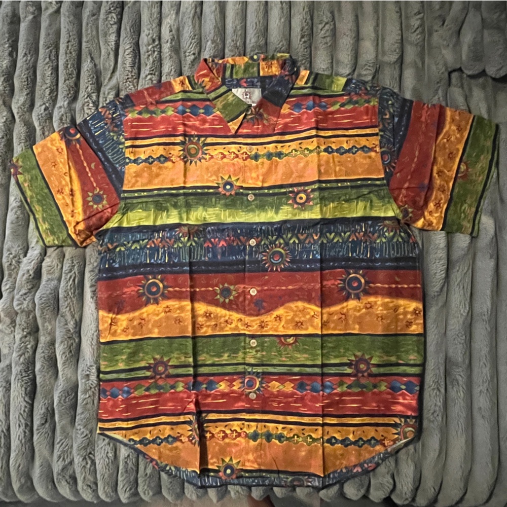 Vintage THE TERRITORY AHEAD Aztec Navajo Short Sleeve Cotton Shirt 2XL NEW!